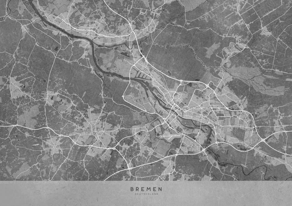Grayscale Bremen City Map by Rosana Laiz Blursbyai — canvas wall art