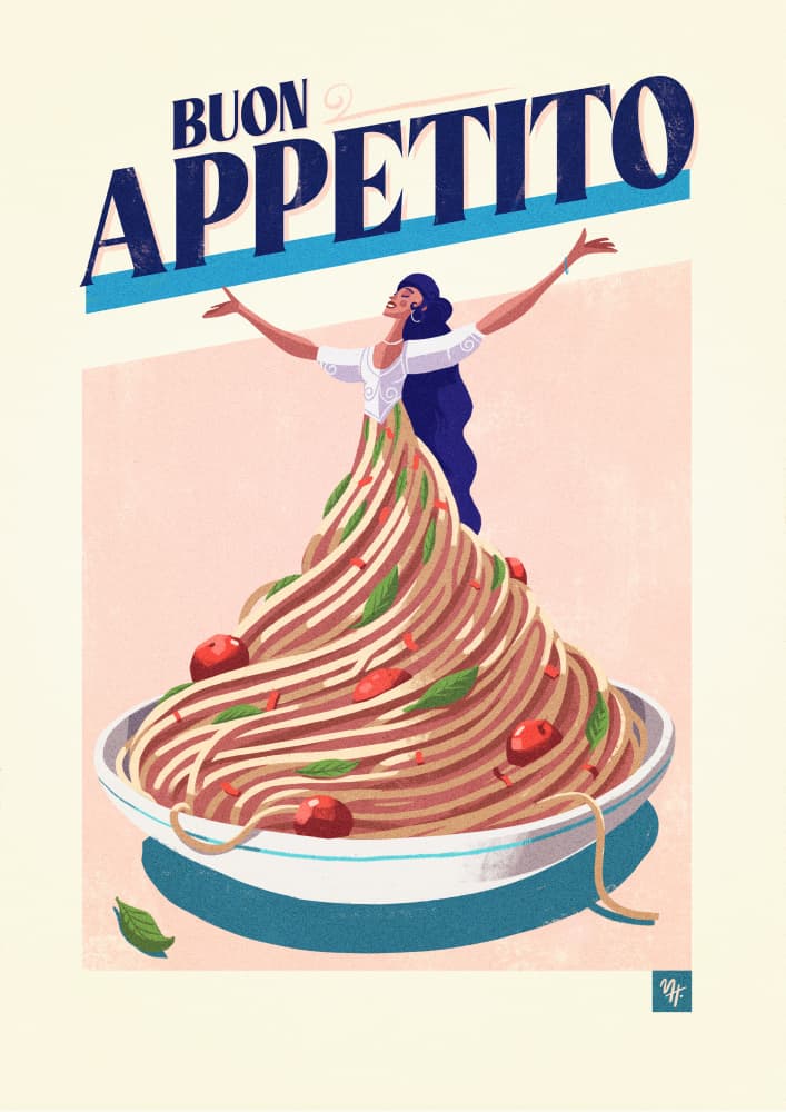 Buon Appetito Pasta Lady by Mark Harrison — canvas wall art