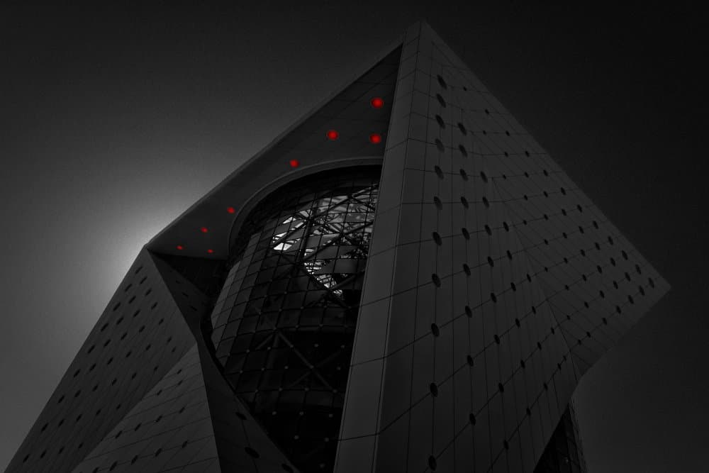 Angular Red Architecture by Hans-Wolfgang Hawerkamp — canvas wall art