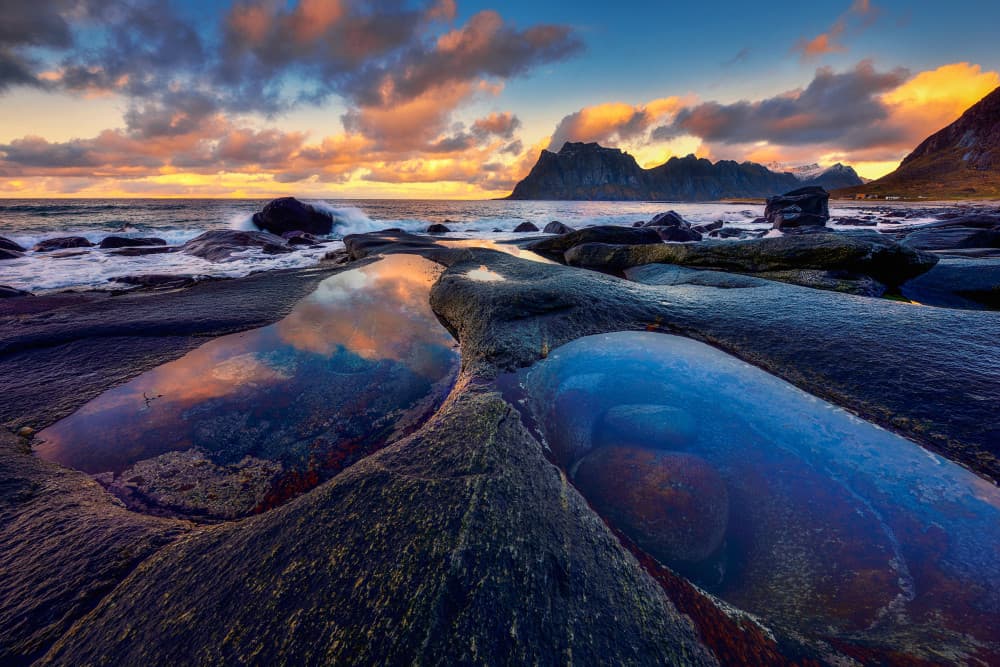Coastal Sunset Reflections by Mei Xu — canvas wall art