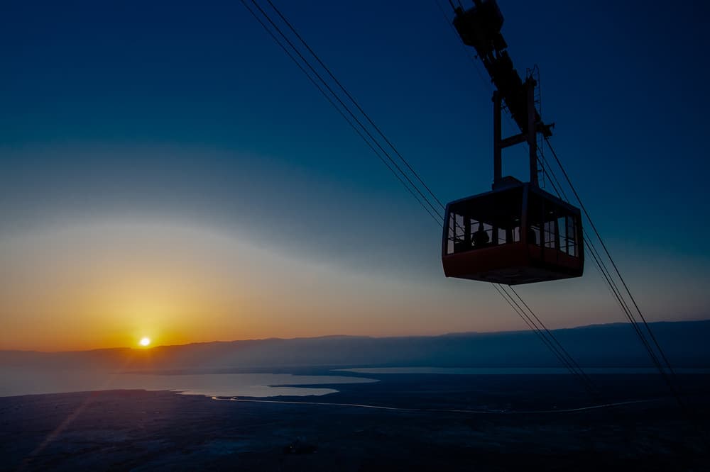 Masada Cable Car Dawn by Rodrigo Marin — canvas wall art