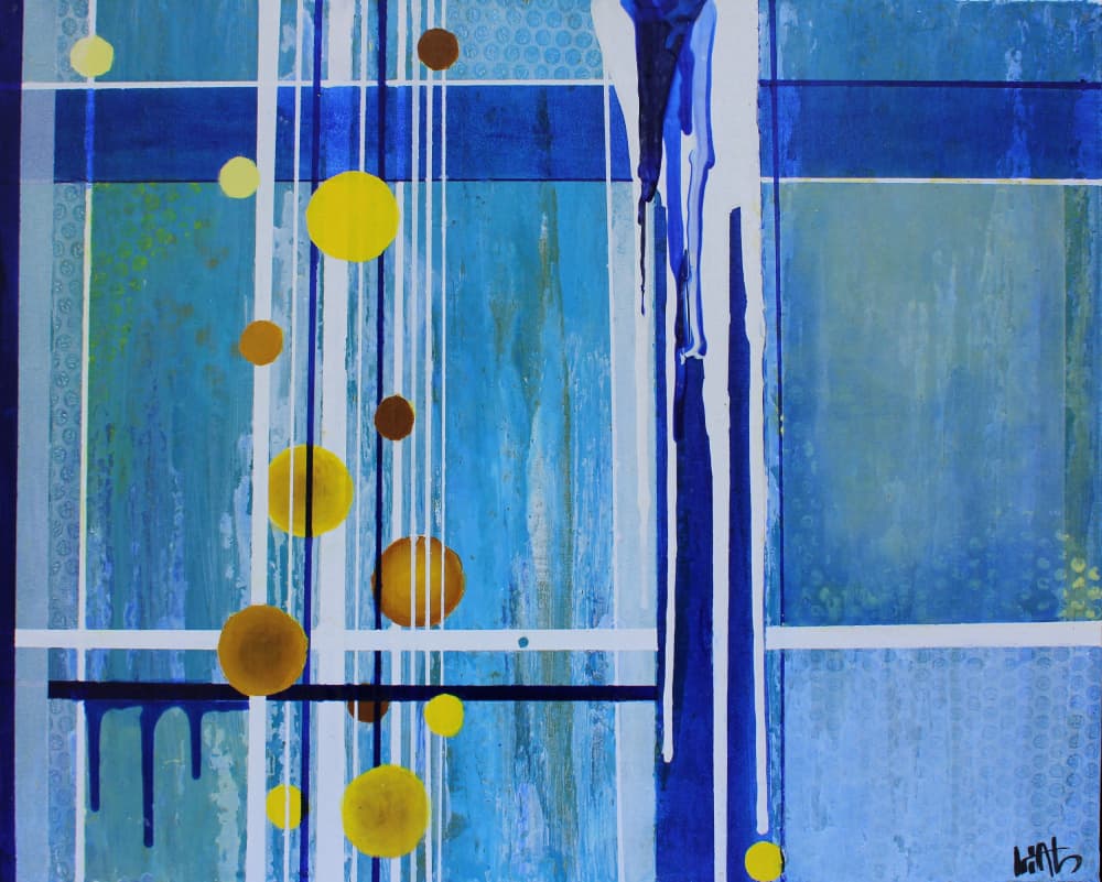 Abstract Blue Yellow Flow by Nicolas Alsterdal — canvas wall art