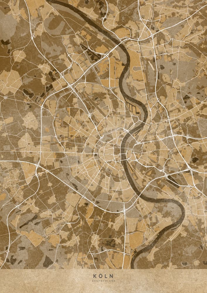 Vintage Koln City Map by Rosana Laiz Blursbyai — canvas wall art