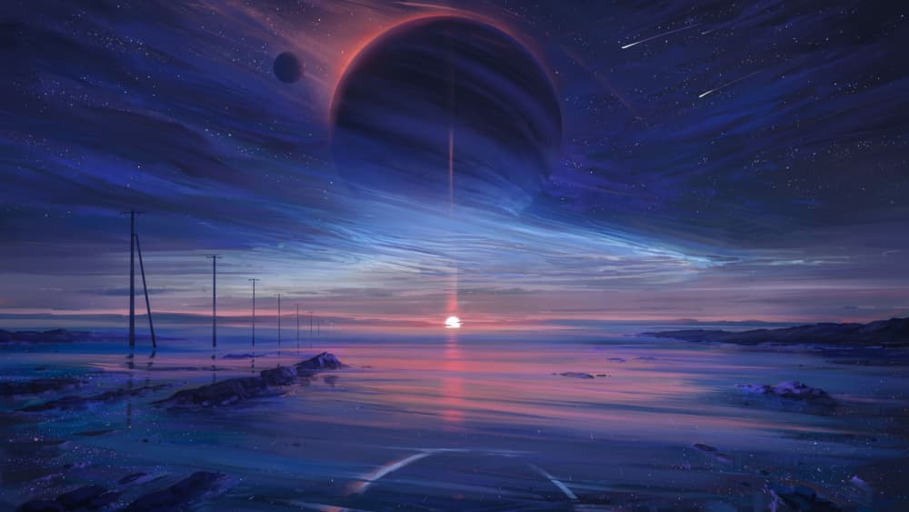 Cosmic Ocean Sunset by Alena Aenami — canvas wall art