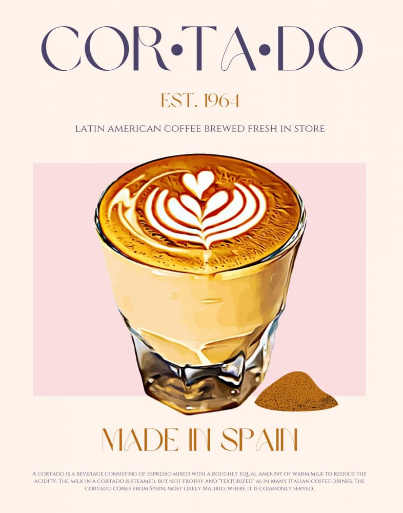 Cortado Coffee Latte Art by Nazma Khokhar — canvas wall art