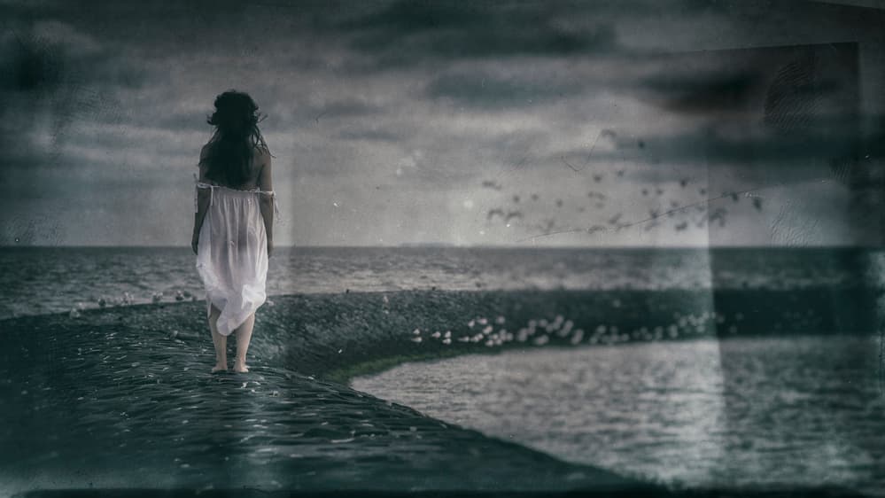 Solitary Woman Dark Ocean by Jacob Tuinenga — canvas wall art