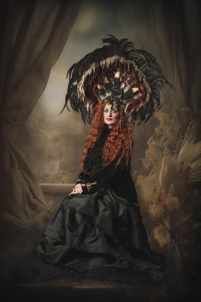 Regal Woman Feather Headdress by Carola Kayen-Mouthaan — canvas wall art