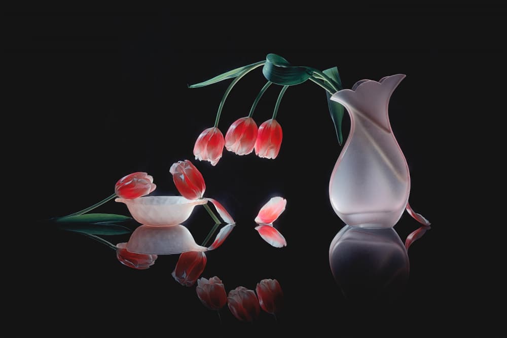 Glowing Tulips Reflection by Lydia Jacobs — canvas wall art