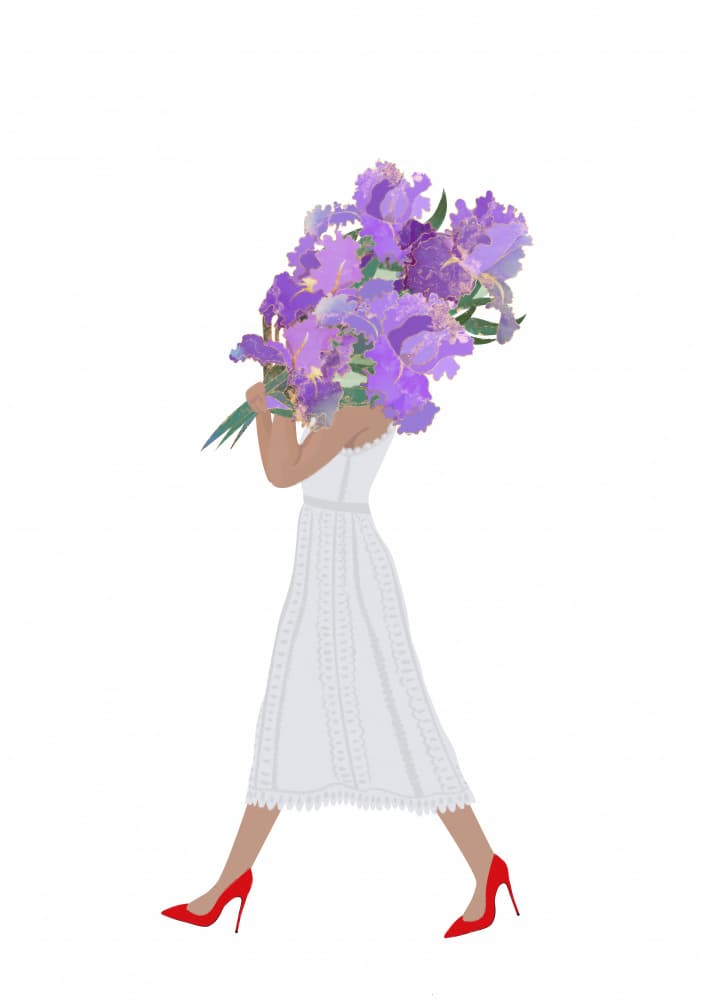 Woman with Purple Irises by Sarah Manovski — canvas wall art