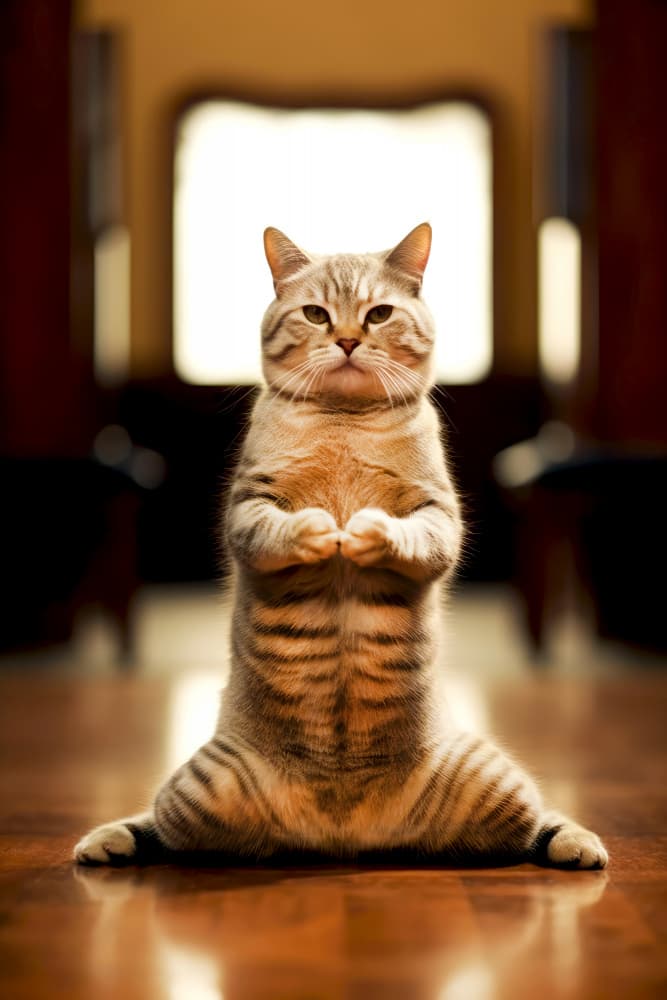 Zen Cat Pose by Justyna Jaszke — canvas wall art
