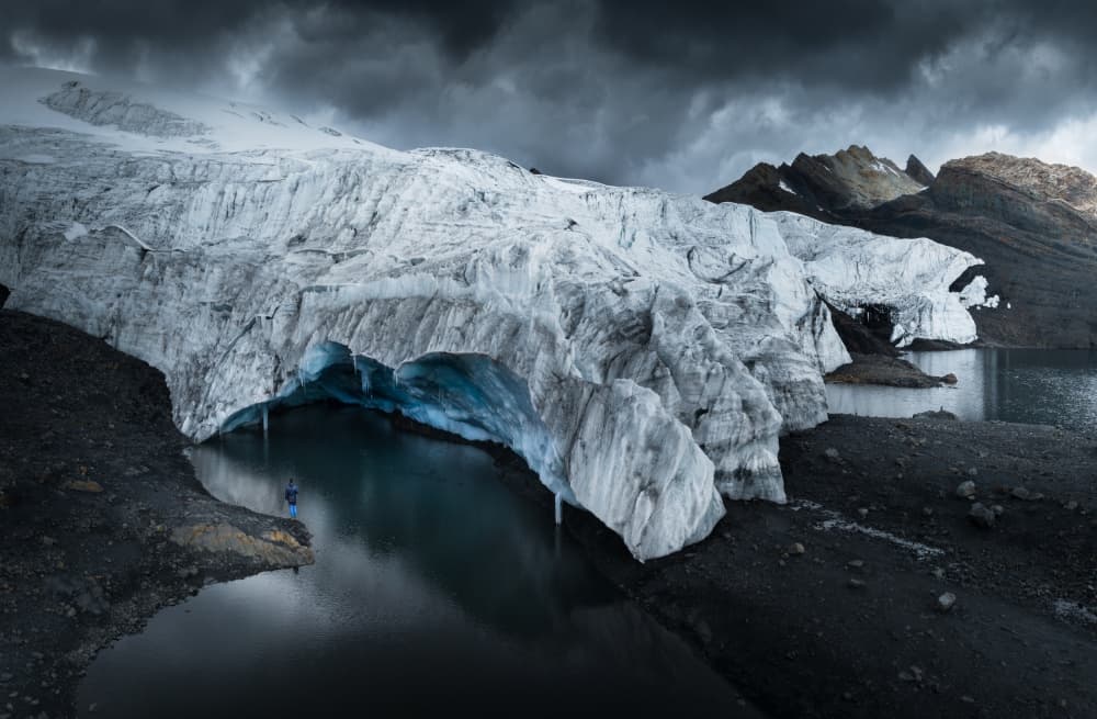 Glacier Cave Blue Water by Karol Nienartowicz — canvas wall art