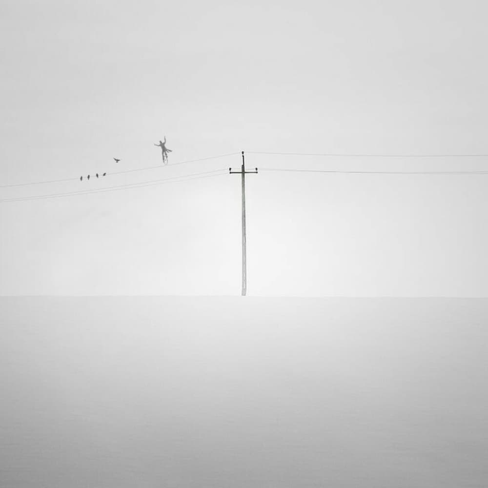 Flying Figure Winter Balance by Hadi Malijani (Malenjani) — canvas wall art