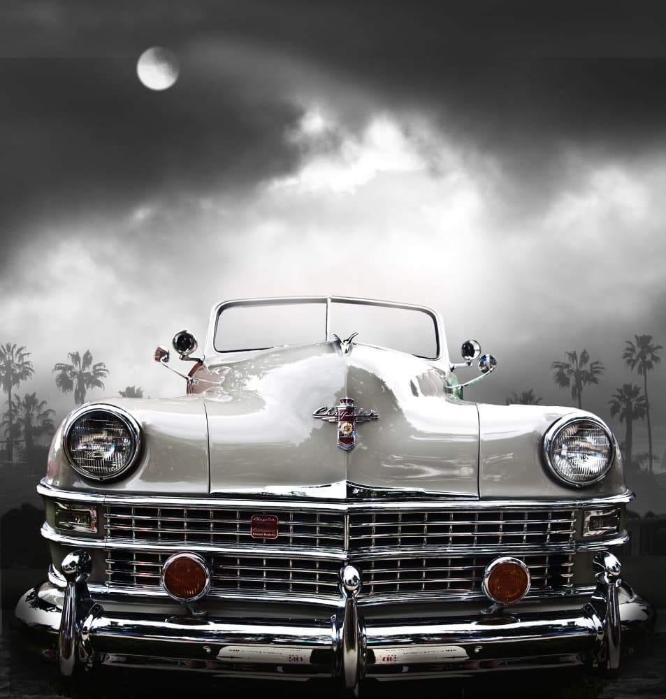 Classic Car Moonlight by LARRY BUTTERWORTH — canvas wall art