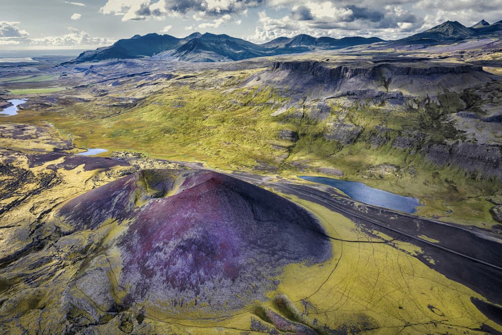 Purple Volcanic Crater Landscape by Þorsteinn H. Ingibergsson — canvas wall art
