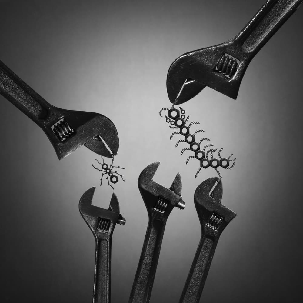 Wrenches and Mechanical Insects by Victoria Glinka — canvas wall art