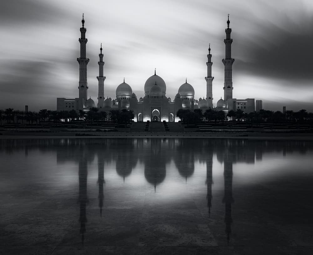 Grand Mosque Reflection by Majid Behzad — canvas wall art
