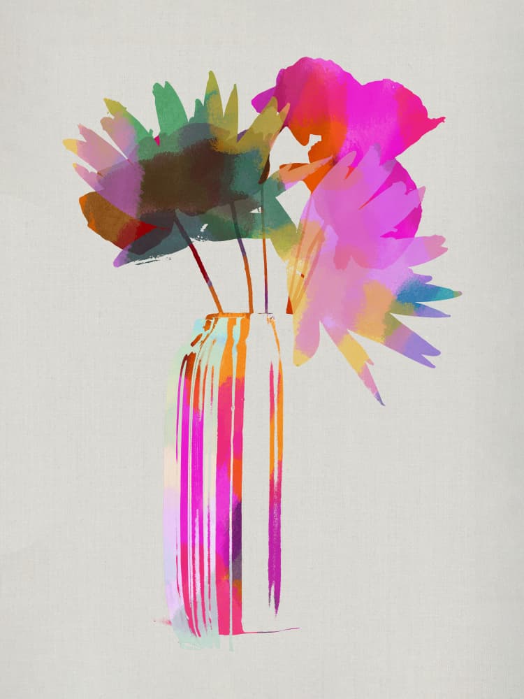Vibrant Abstract Flowers by casa cartissi — canvas wall art