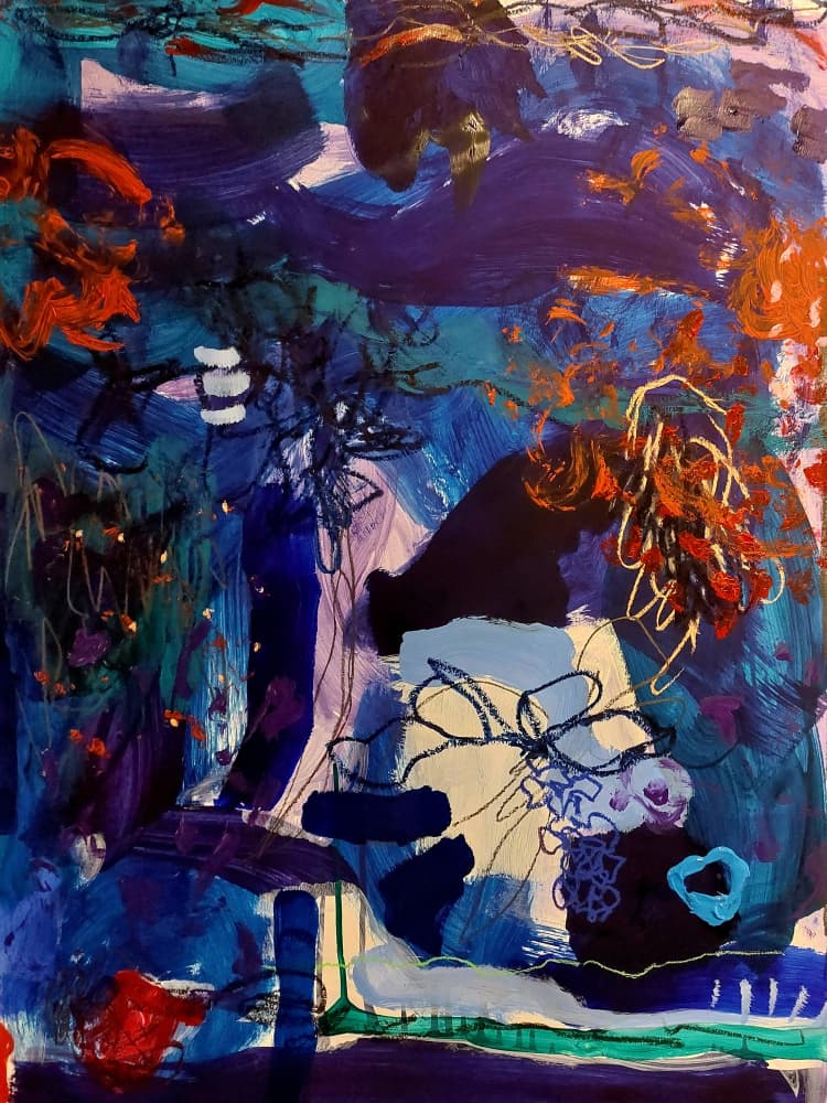 Dynamic Blue Orange by Monika Riethmueller — canvas wall art