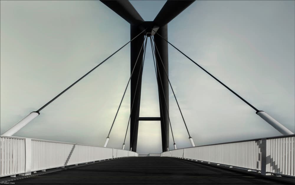 Sleek Pedestrian Bridge by Gilbert Claes — canvas wall art