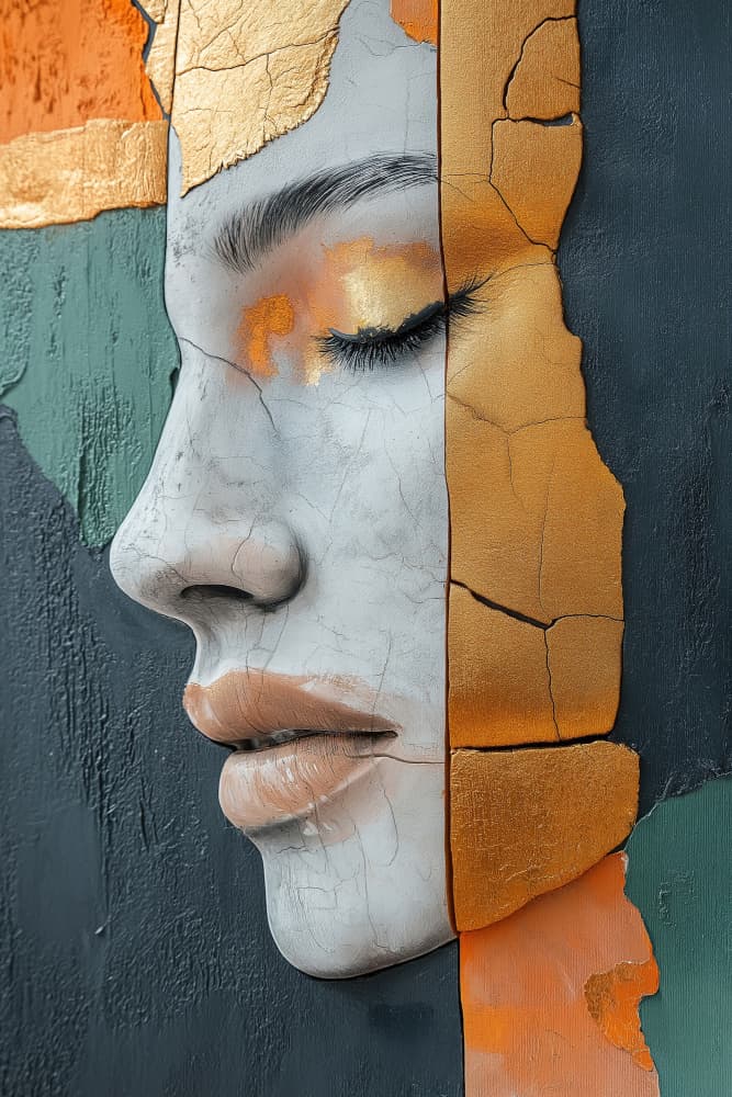 Golden Cracked Serenity by Mauro — canvas wall art