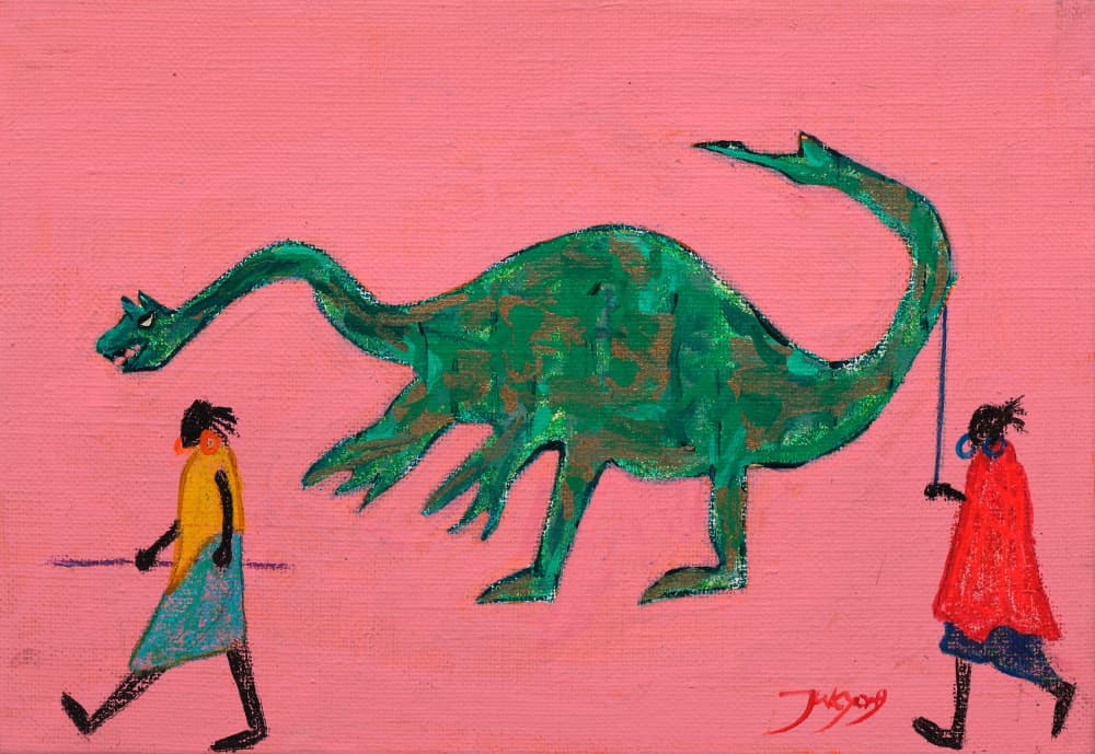 Primitive Dinosaur Walk by Jukyong Park — canvas wall art
