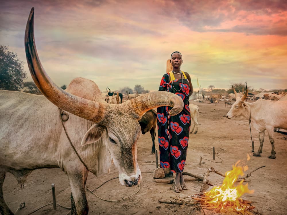 Dinka Woman and Bull by Svetlin Yosifov — canvas wall art