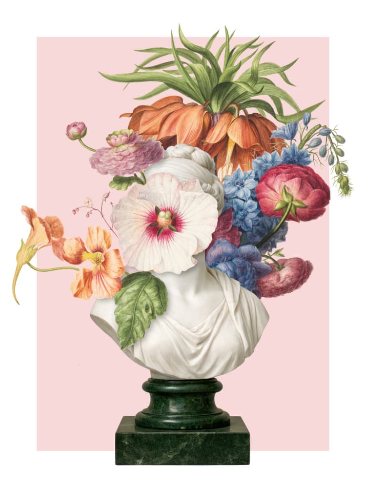 Vibrant Floral Bust by Marja van den Hurk — canvas wall art