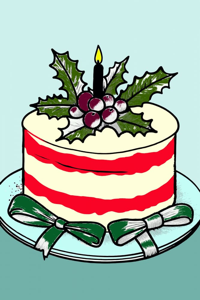 Festive Holly Cake by casa cartissi — canvas wall art