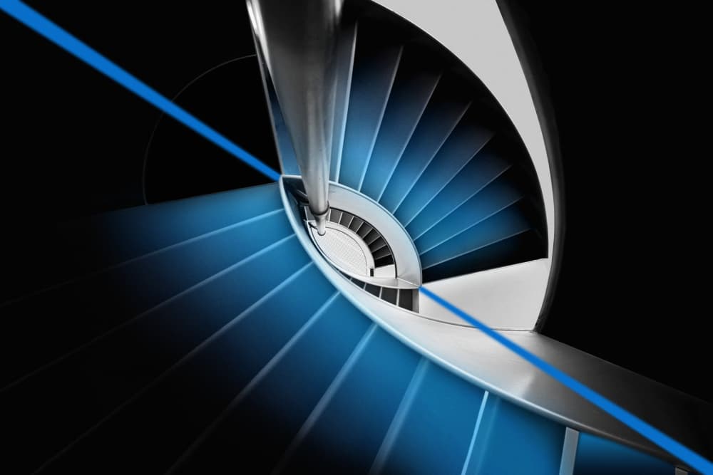Winding Blue Staircase by Anita Martin AnnaPileaFotografie — canvas wall art
