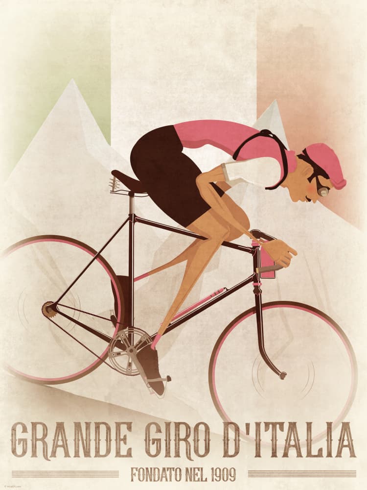 Retro Italian Cyclist by Wyatt 9 — canvas wall art
