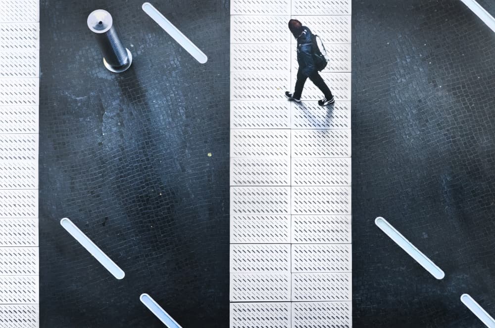 Urban Walk Overhead by Linda Wride — canvas wall art