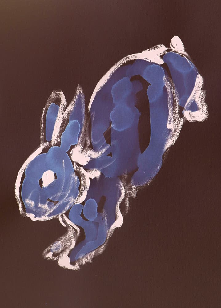 Abstract Blue Rabbit by Santhosh ch — canvas wall art