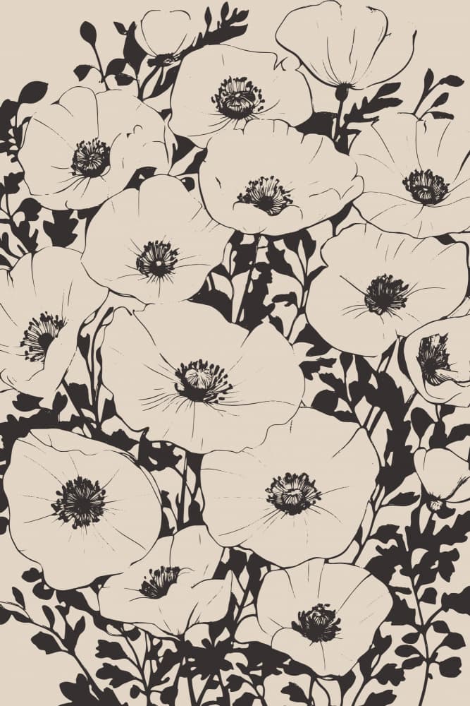 Elegant Poppy Garden by Melloi Art Prints — canvas wall art