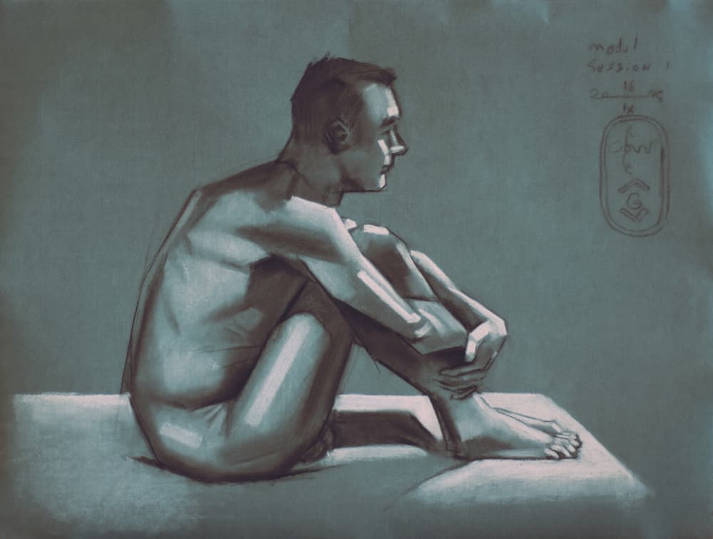 Pensive Male Figure by Corné Akkers — canvas wall art
