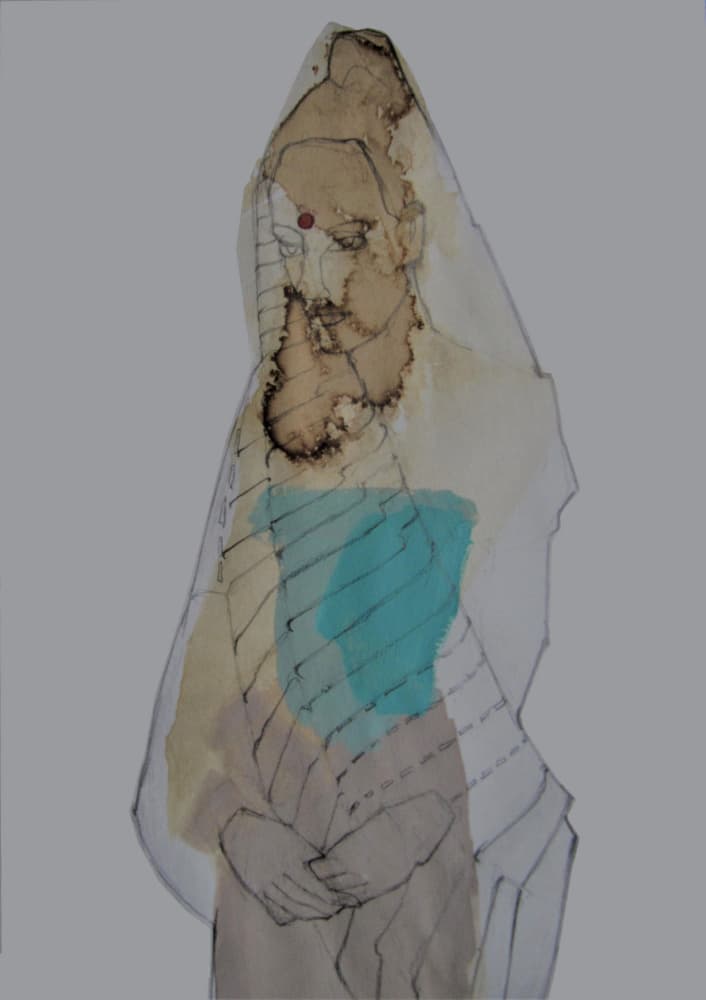 Contemplative Veiled Figure by Doris Schmitz — canvas wall art