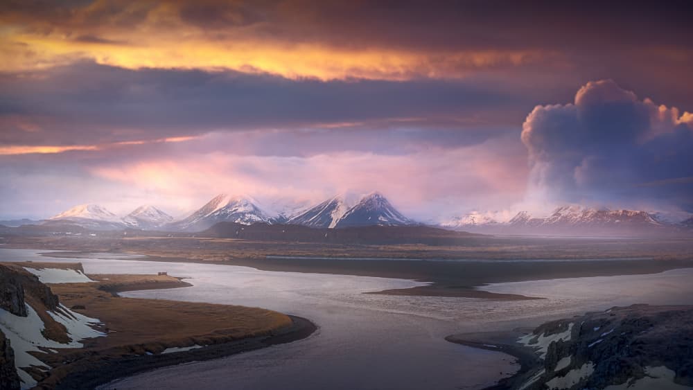 Purple Mountain Twilight by joanaduenas — canvas wall art