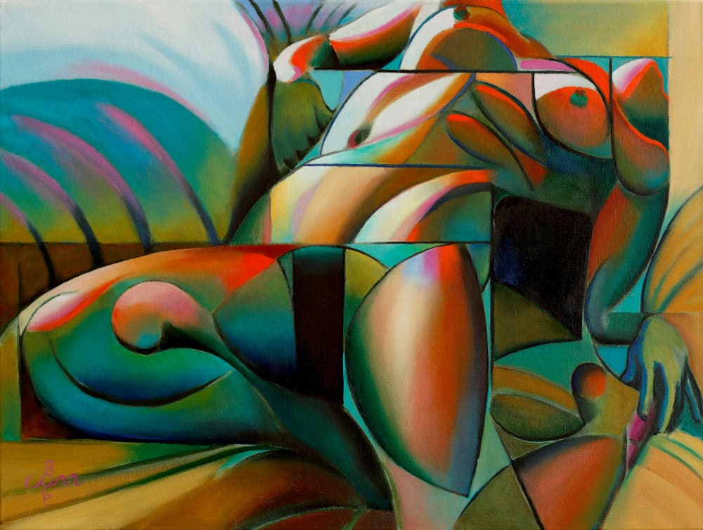 Vibrant Abstract Nude by Corné Akkers — canvas wall art