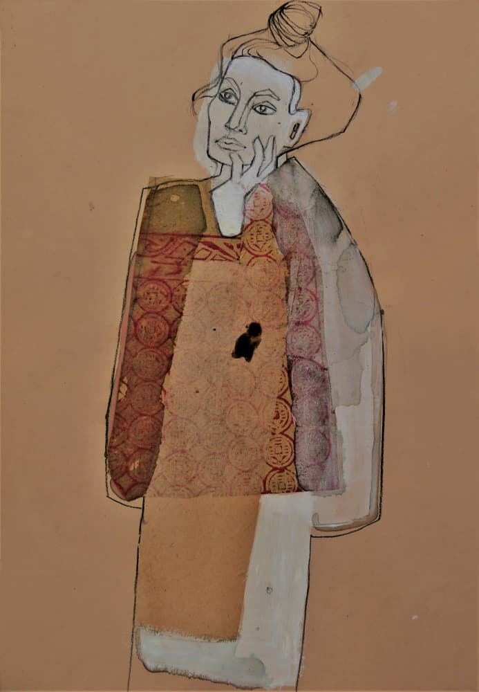 Thoughtful Woman Abstract by Doris Schmitz — canvas wall art