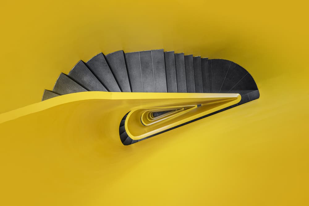 Yellow Spiral Staircase by fotomarion — canvas wall art