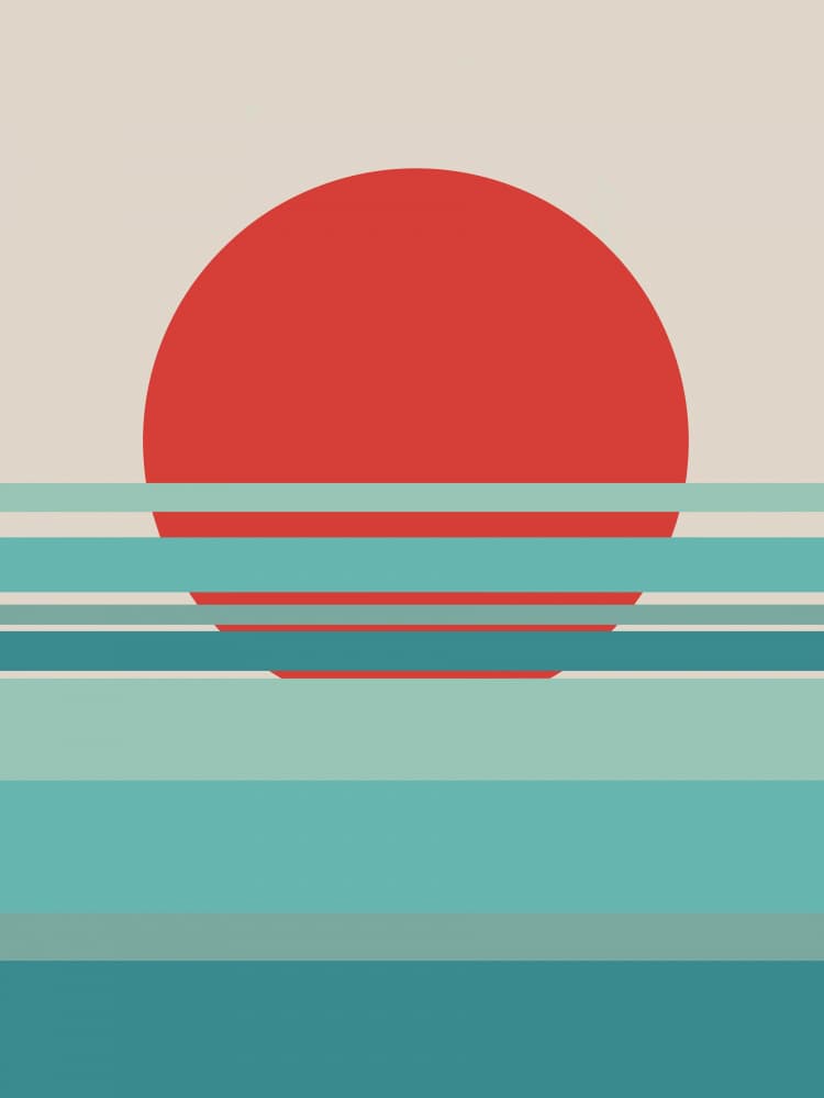 Geometric Ocean Sunset by Little Dean — canvas wall art