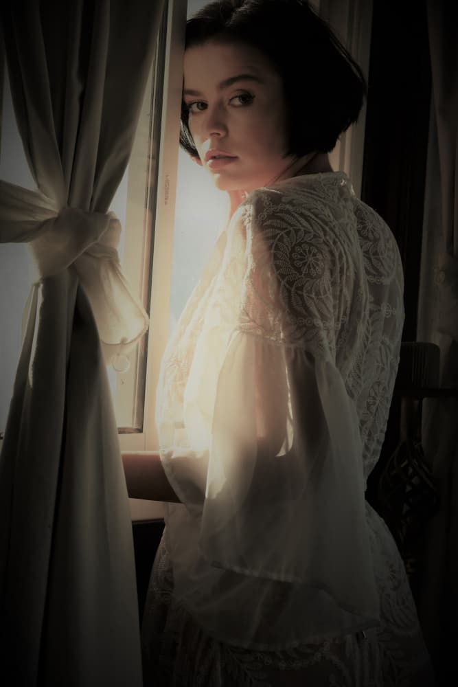 Contemplative Woman Window Light by Yoram GIL — canvas wall art