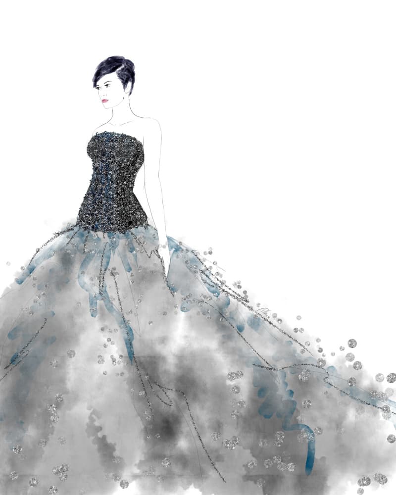 Glamorous Fashion Illustration by Rosana Laiz Blursbyai — canvas wall art