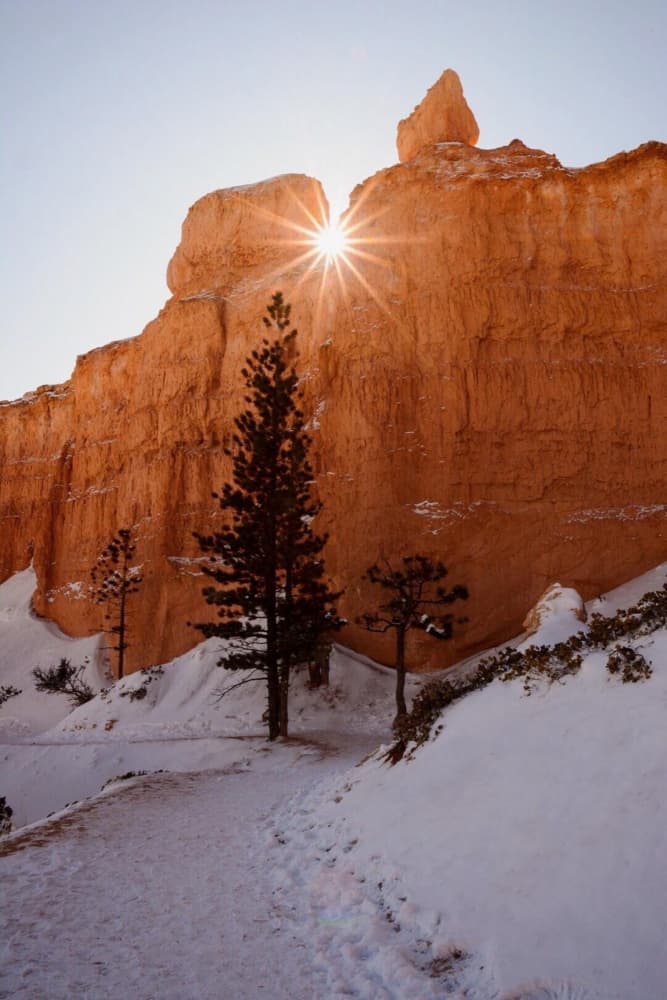 Winter Canyon Sunburst by Del Mundo Imagery — canvas wall art