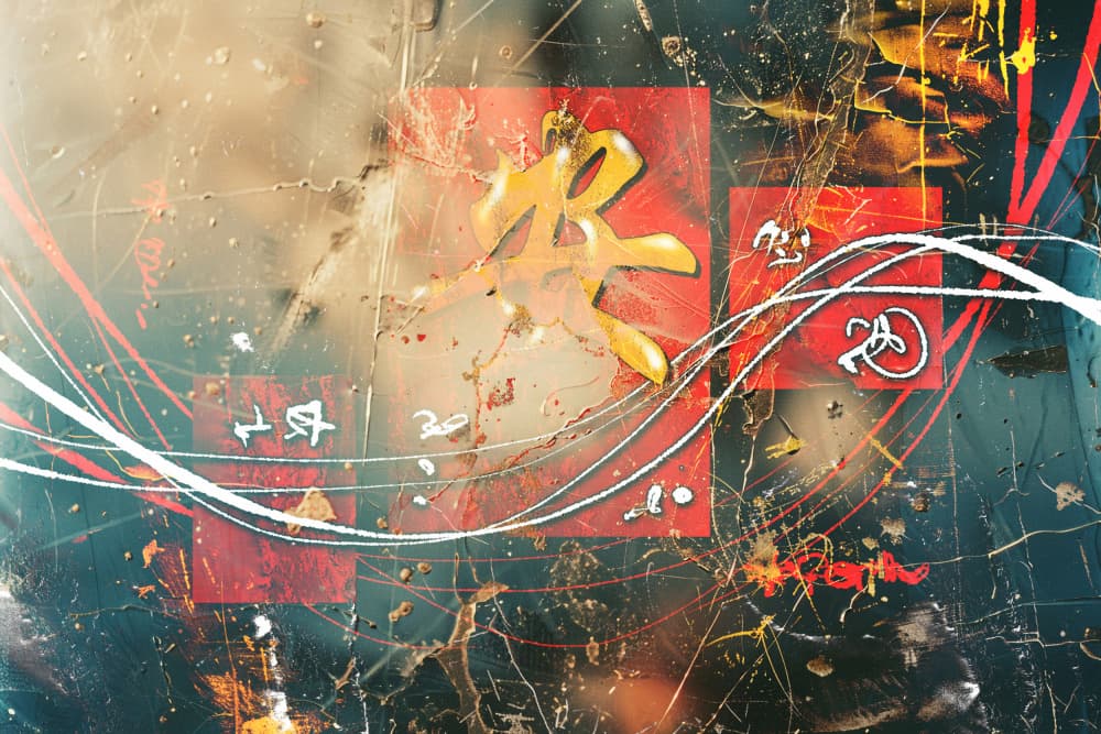 Golden Character Abstract Grunge by Rafal Kulik — canvas wall art