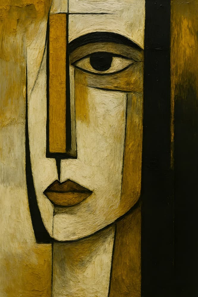 Abstract Golden Portrait by HUGO — canvas wall art