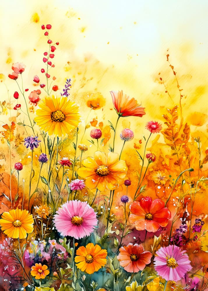 Vibrant Wildflower Meadow by Justyna Jaszke — canvas wall art