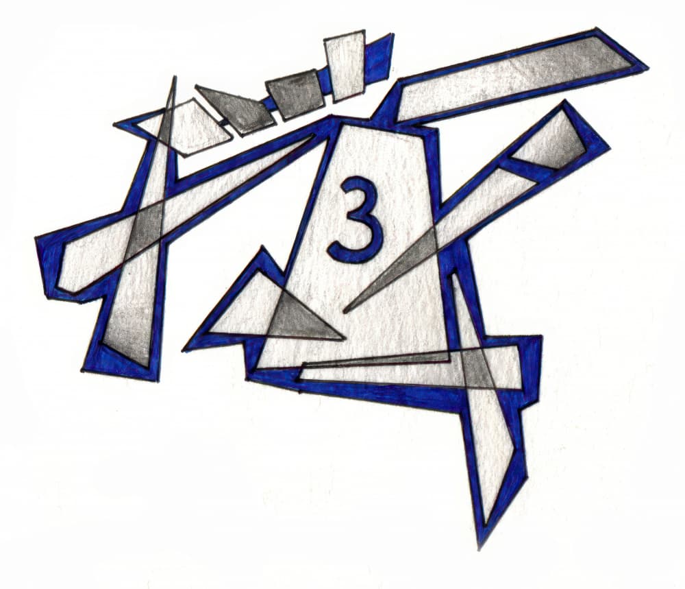 Geometric Number Three by Kulik — canvas wall art