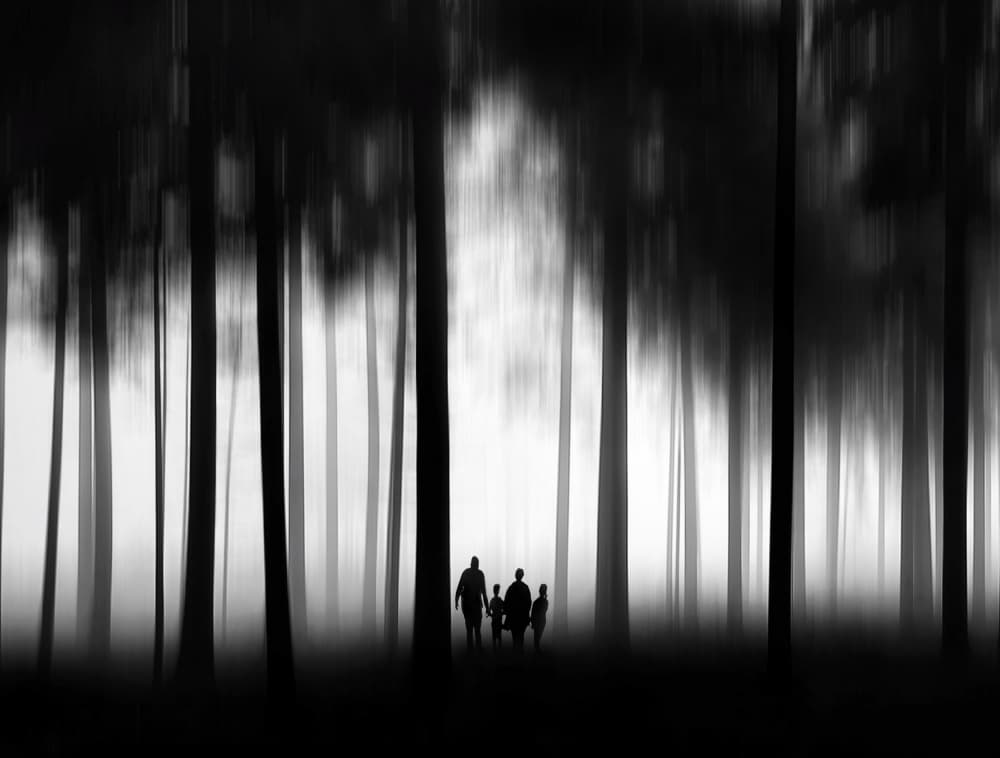 Misty Family Walk by Huib Limberg — canvas wall art