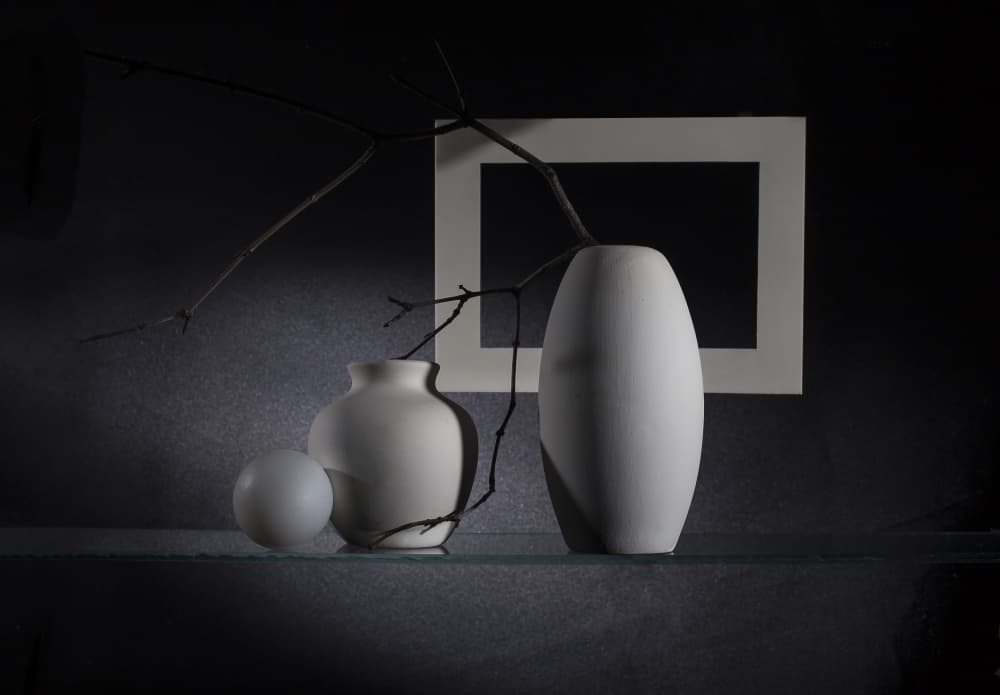 White Vases Dark Shadows by Evgeniy Popov — canvas wall art
