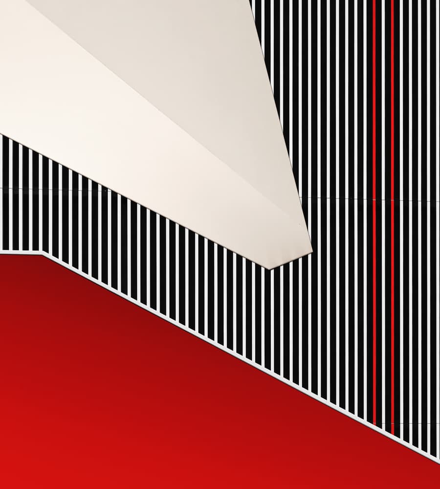 Geometric Red Contrast by Tomasz Buczkowski ( Tomush ) — canvas wall art